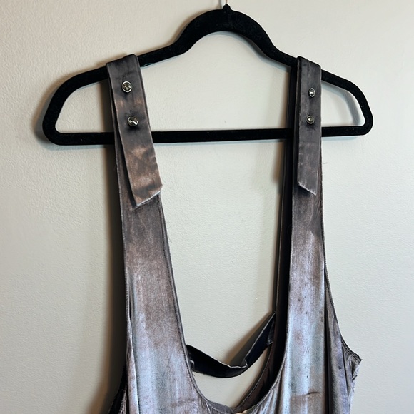 EUC Anthropologie Maeve XL Silver Velvet Wide Leg Oversize Romper Jumpsuit - Picture 3 of 5